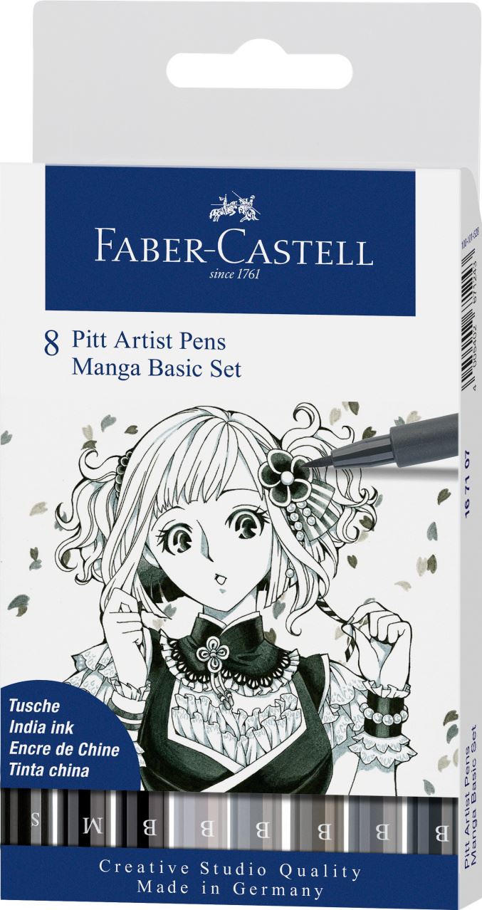 Faber-Castell - Pitt Artist Pen  Manga  Grigi Set 8