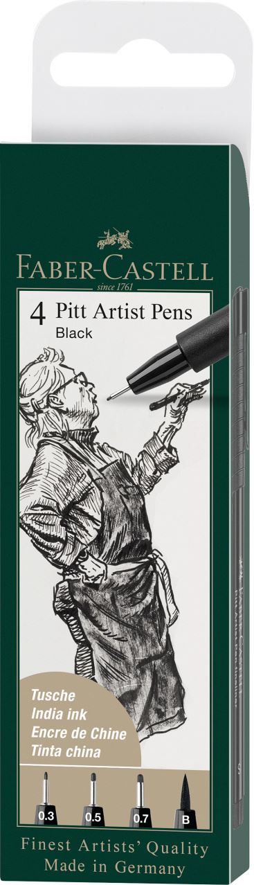 Faber-Castell - Penna Pitt Artist Pen nero Set 4 (F,S,M,B)