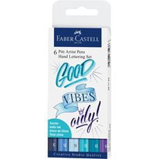 Faber-Castell - Bustina con 6 Pitt Artist Pen Hand Lettering nei colori blu