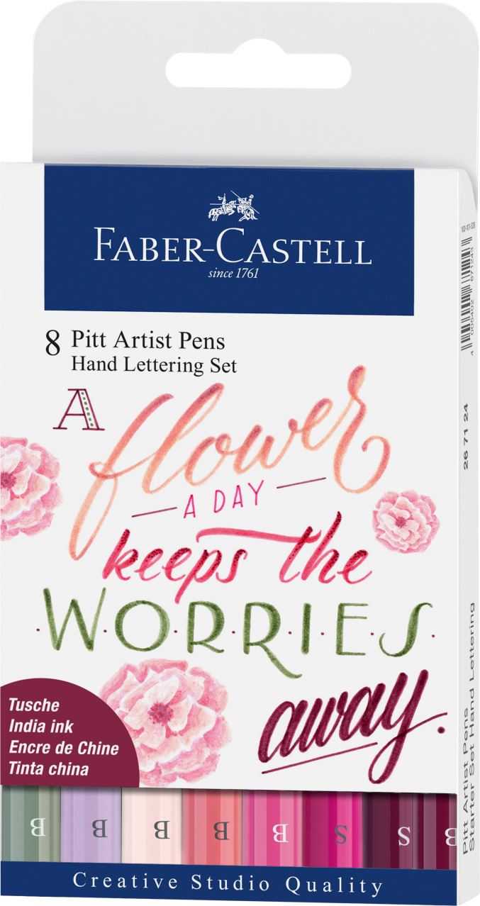 Faber-Castell - Bustina con 6 Pitt Artist Pen Hand Lettering nei colori rosa