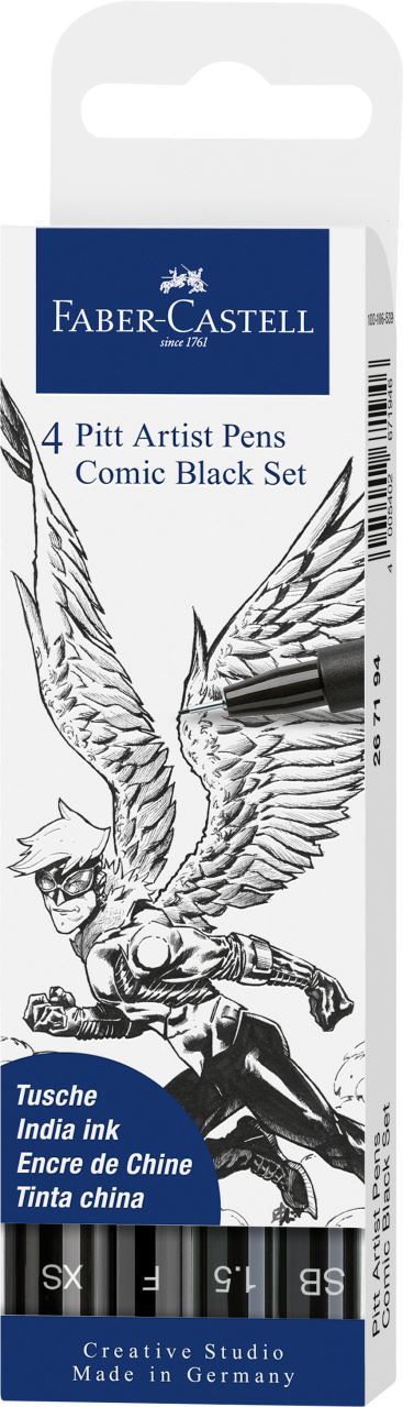 Faber-Castell - Bustina con 4 Pitt Artist Pen, neri