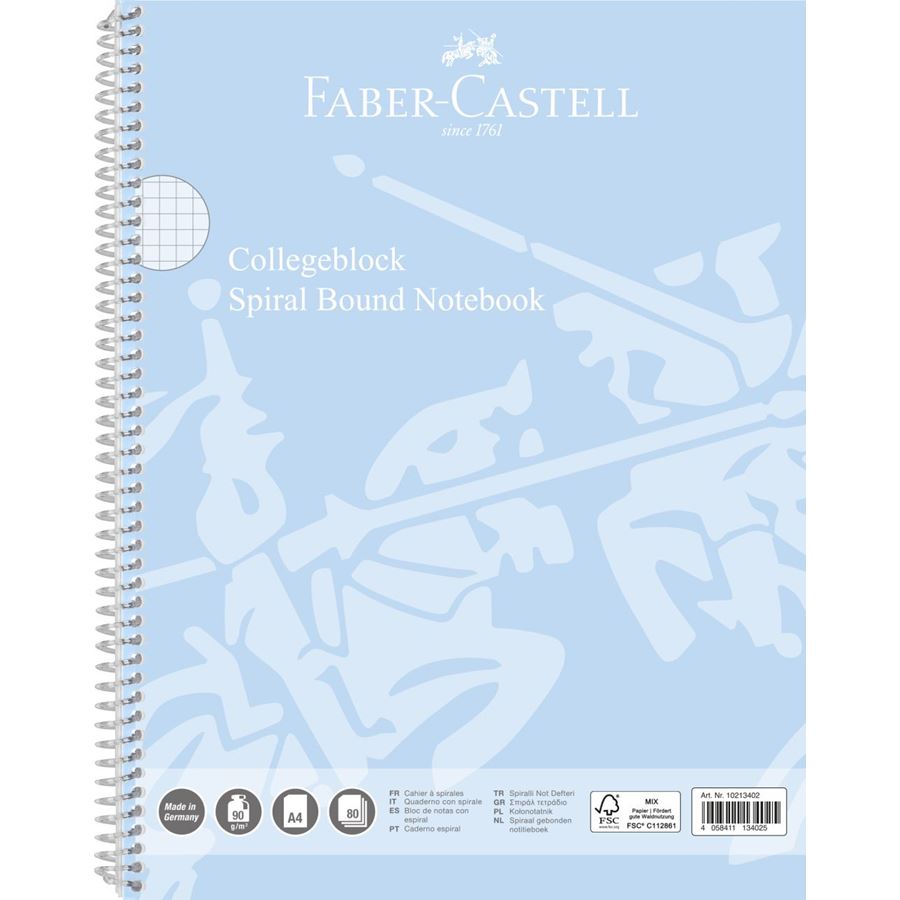 Faber-Castell - Quaderno con spirale A4 a quadretti sky