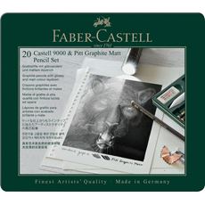 Faber-Castell - Set Pitt Graphite Matt e Castell 9000, astuccio in metallo