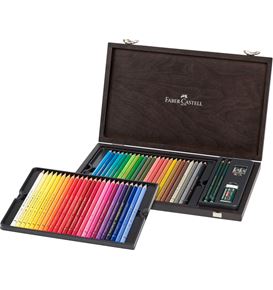 Faber-Castell - Valigetta in legno con 48 matite Colorate Polychromos