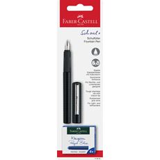 Faber-Castell - Blister 1 penna stilografica scolastica nera + cartucce
