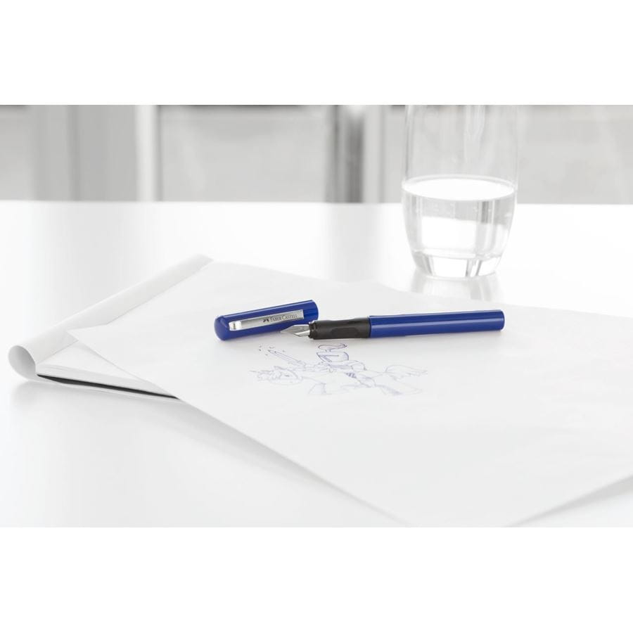 Faber-Castell - Blister 1 penna stilografica scolastica blu + cartucce