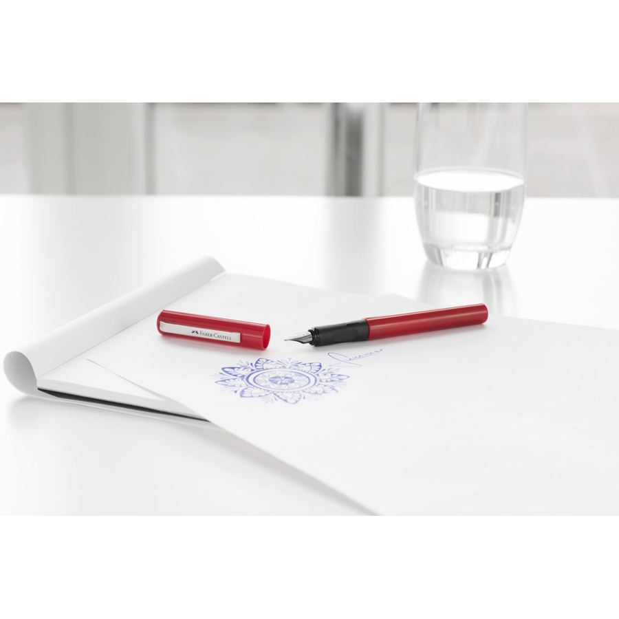 Faber-Castell - Blister 1 penna stilografica scolastica rossa + cartucce