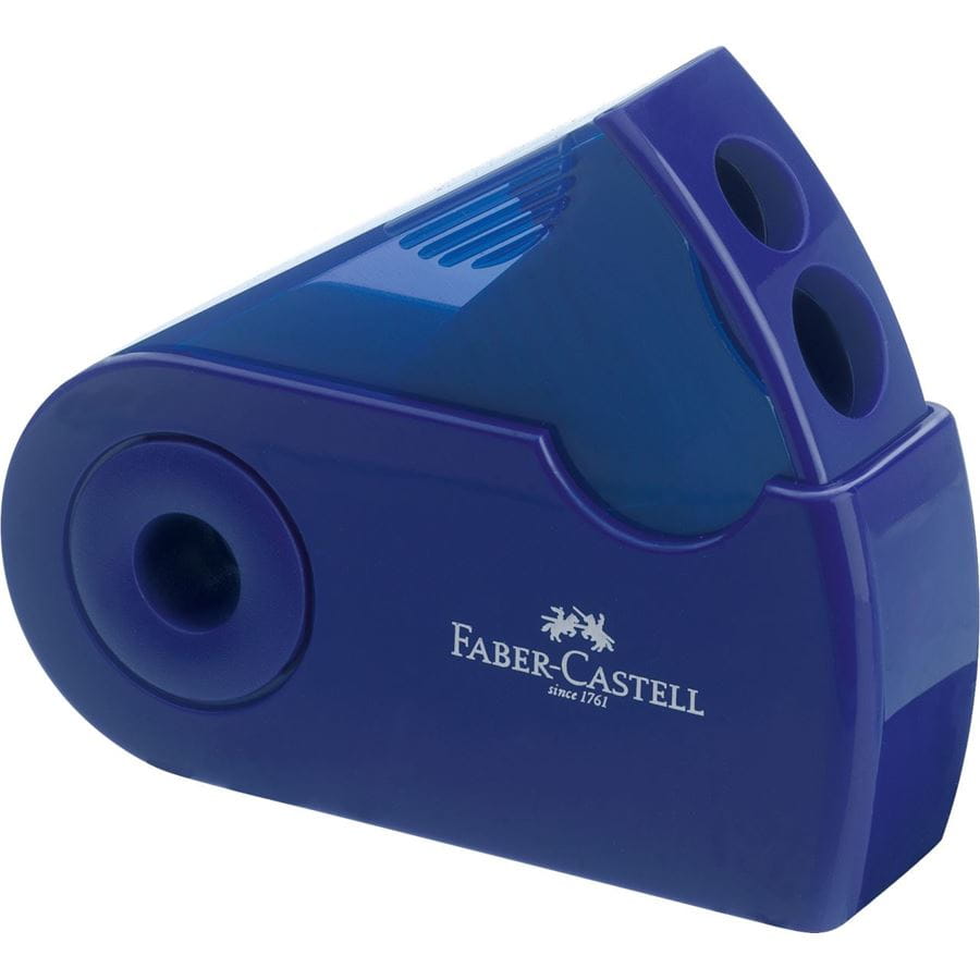 Faber-Castell - Temperamatite a 2 fori con serbatoio Sleeve rossa/blu