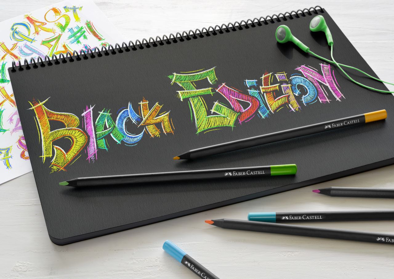 Faber-Castell - Astuccio con 12 matite colorate Black Edition