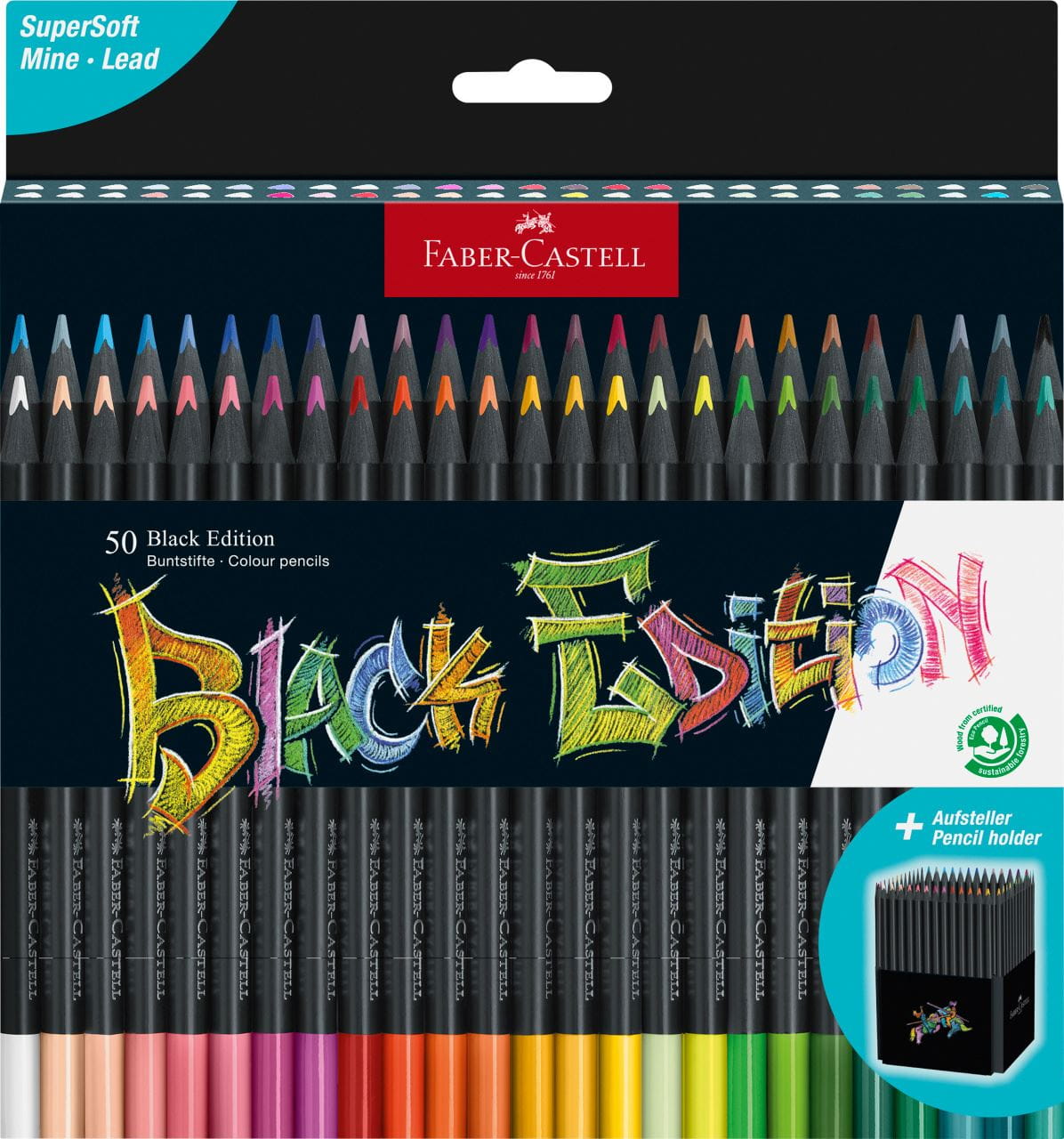 Faber-Castell - Matite Colorate Black Edition astuccio da 50 matite