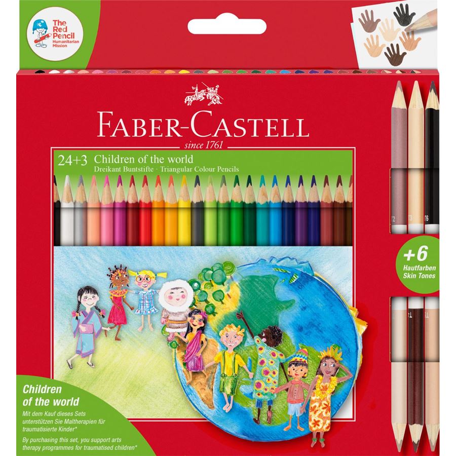 Faber-Castell - Matite colorate triangolari Children of the World 24+3