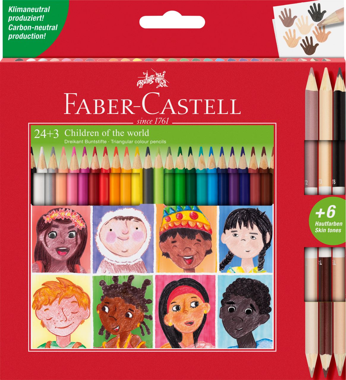 Faber-Castell - Matite colorate triangolari 24+3 skintones