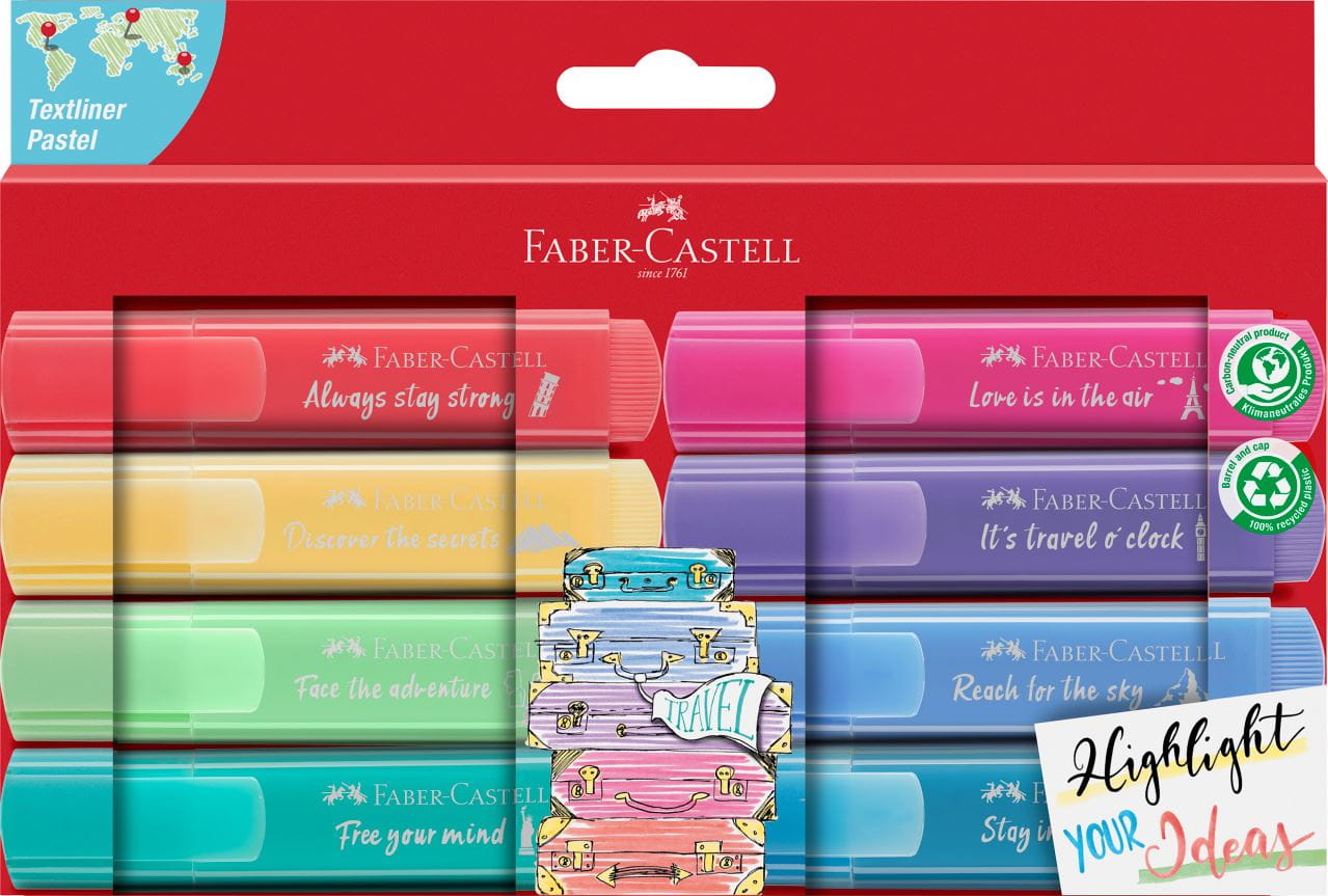 Faber-Castell - Astuccio da 8 evidenziatori Textliner 46 Pastel